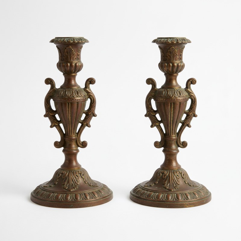 Vintage Brass Candle Holders (Pair)
